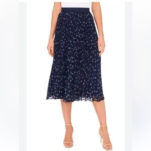Halogen nordstrom navy pleated elastic waist Midi Skirt sz XL